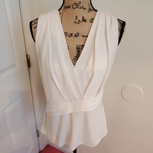 Banana Republic sleeveless cream blouse